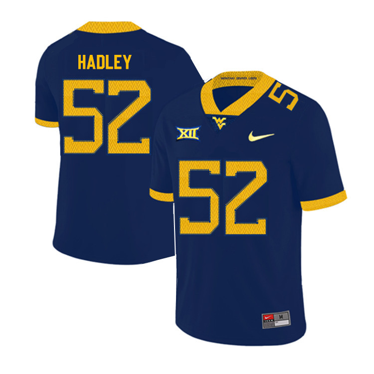 2019 Men #52 J.P. Hadley West Virginia Mountaineers College Football Jerseys Sale-Navy